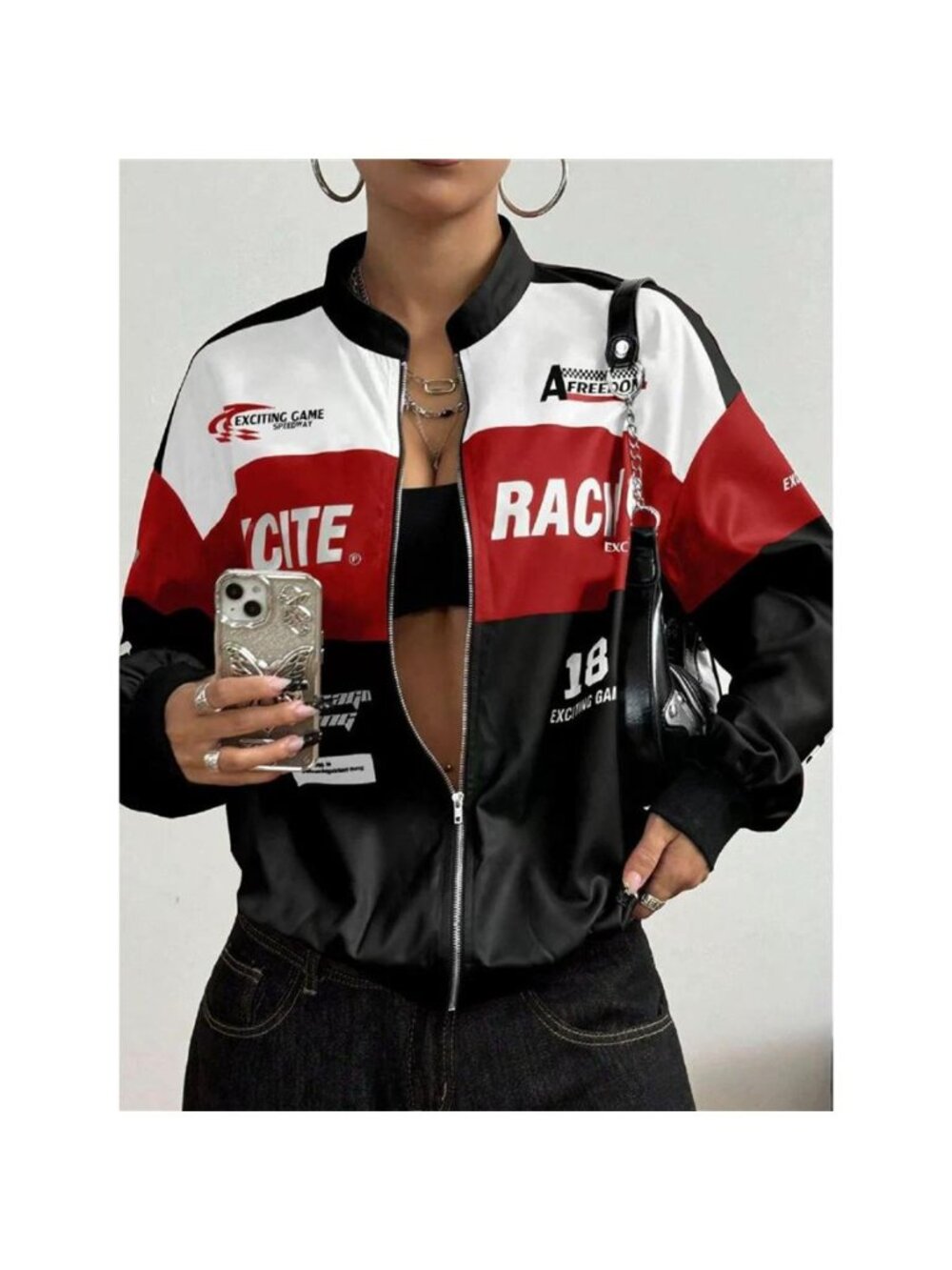 Letter Print Zip Up Jacket